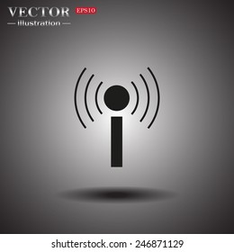 On a gray background with shadow. The wireless network , vector illustration, EPS 10