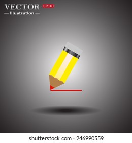 On a gray background with shadow. yellow pencil, vector, EPS 10