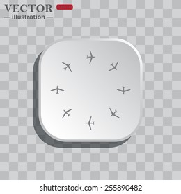 On a gray background white square with rounded corners. icon  Fashion Icon Aircraft, vector illustration, EPS 10