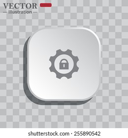 On a gray background white square with rounded corners. icon  block settings , vector illustration, EPS 10