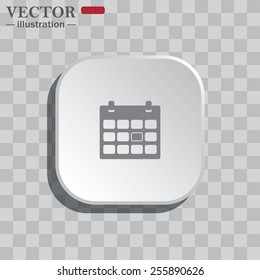 On a gray background white square with rounded corners. icon  Calendar, vector illustration, EPS 10