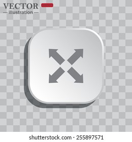 On a gray background white square with rounded corners. icon  arrow indicates the direction, vector illustration, EPS 10