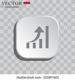 On a gray background white square with rounded corners. icon  growth of business, vector illustration, EPS 10