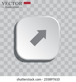 On a gray background white square with rounded corners. icon  arrow indicates the direction, vector illustration, EPS 10