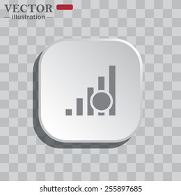 On a gray background white square with rounded corners. icon  no signal, poor signal strength, signal strength indicator, vector illustration, EPS 10