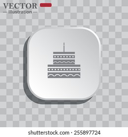 On a gray background white square with rounded corners. icon  birthday cake icon. Vector illustration, EPS 10
