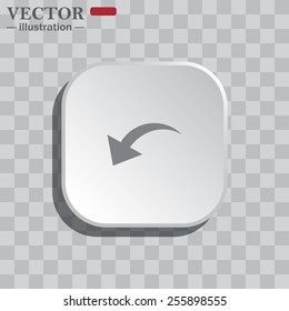 On a gray background white square with rounded corners. icon  arrow indicates the direction, vector illustration, EPS 10