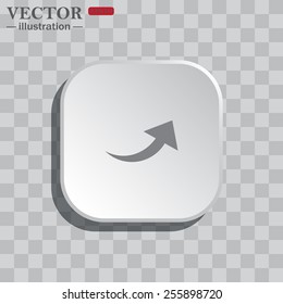 On a gray background white square with rounded corners. icon  arrow indicates the direction, vector illustration, EPS 10