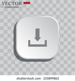 On a gray background white square with rounded corners. icon  Download.  Vector illustration EPS 10
