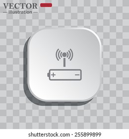 On a gray background white square with rounded corners. icon  power management through a wi-fi network, vector, EPS 10