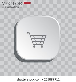 On a gray background white square with rounded corners. icon  put in shopping cart , vector illustration, EPS 10