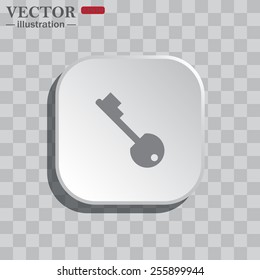 On a gray background white square with rounded corners. icon  key, vector illustration, EPS 10