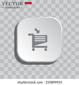 On a gray background white square with rounded corners. icon  put in shopping cart , vector illustration, EPS 10