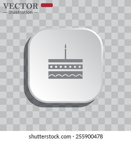 On a gray background white square with rounded corners. icon  birthday cake icon. Vector illustration, EPS 10