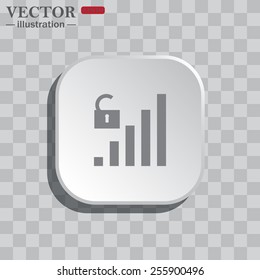 On a gray background white square with rounded corners. icon  signal strength indicator, open access , vector illustration, EPS 10