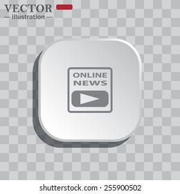 On a gray background white square with rounded corners. icon  of online news, vector illustration, EPS 10 