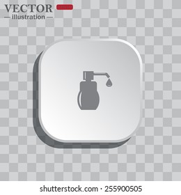 On a gray background white square with rounded corners. icon  Shower Gel, Liquid Soap, Lotion, Cream, Shampoo, Bath Foam. , vector illustration, EPS 10