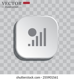 On a gray background white square with rounded corners. icon  no signal, poor signal strength, signal strength indicator, vector illustration, EPS 10