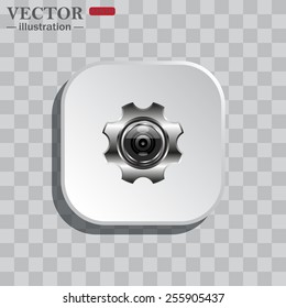 On a gray background white square with rounded corners. icon  camera Settings, vector illustration, EPS 10