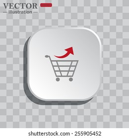On a gray background white square with rounded corners. icon  remove from the shopping cart, vector illustration, EPS 10