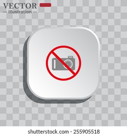 On a gray background white square with rounded corners. icon  photo camera, vector illustration, EPS 10