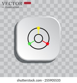 On a gray background white square with rounded corners. icon  GPS navigation,  vector illustration, EPS 10