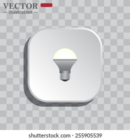 On a gray background white square with rounded corners. icon  LED lamp , vector illustration, EPS 10