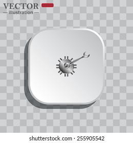 On a gray background white square with rounded corners. icon  Cog Settings , vector illustration, EPS 10