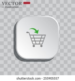 On a gray background white square with rounded corners. icon  put in shopping cart , vector illustration, EPS 10
