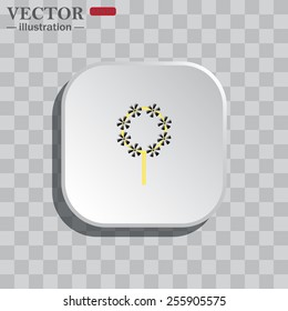 On a gray background white square with rounded corners. icon  Children's toy wind mill, turntables, pinwheel wind vane, vector illustration, EPS 10