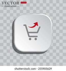 On a gray background white square with rounded corners. icon  remove from the shopping cart, vector illustration, EPS 10