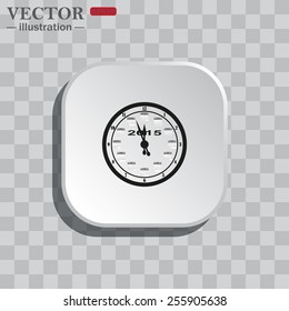 On a gray background white square with rounded corners. icon  Calendar 2015  stylized clock with figures for the calendar business wall. Vector illustration, EPS 10 
