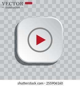 On a gray background white square with rounded corners. icon   play, vector, EPS 10