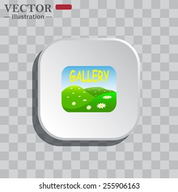 On a gray background white square with rounded corners. icon   Gallery,  vector illustration, EPS 10