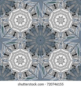 On gray, neutral and white colors. Vector abstract pattern page for antistress. Vector illustration.