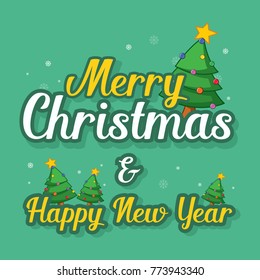 On green background Christmas card