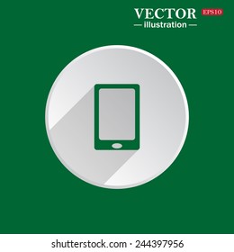 On a green background white circle with a shadow of the icon