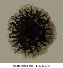 Auf grünem Hintergrund ist eine einzige schwarze Form dargestellt - "Aspergillus niger" in Vektor.