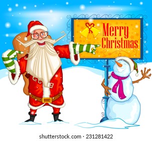 On Holy Christmas Santa bringing gifts for kids  in vector