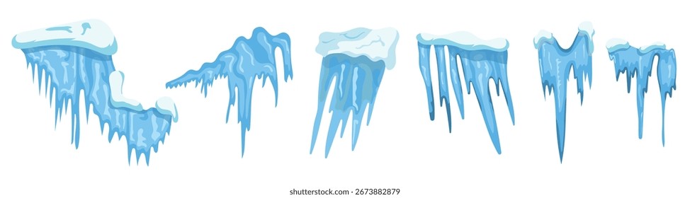 on of icicles for decoration. Winter illustrations.