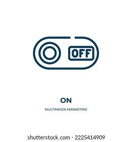 On icon. Linear vector illustration from multimedia marketing collection. Outline on icon vector. Thin line symbol for use on web and mobile apps, logo, print media.