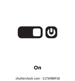 On icon vector isolated on white background, logo concept of On sign on transparent background, filled black symbol