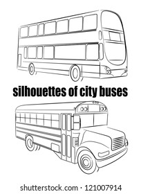 on the image the abstract silhouette of the bus is presented