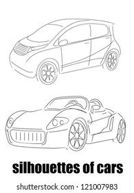 on the image the abstract silhouette of cars is presented