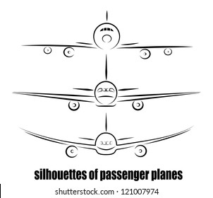 on the image the abstract silhouette of the plane is presented