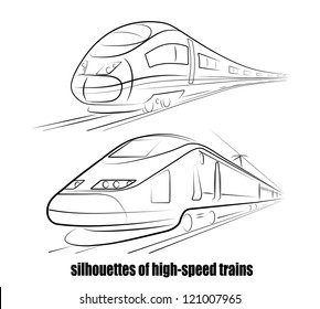 on the image the abstract silhouette of the train is presented