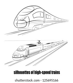 on the image the abstract silhouette of the train is presented