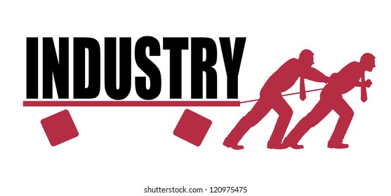 on the image the group of businessmen is presented pulls a word indystry