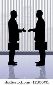 on the image the meeting of businessmen is presented