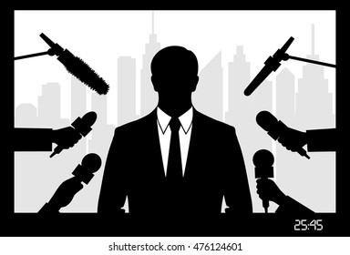 on the image the politician giving to interview is presented
